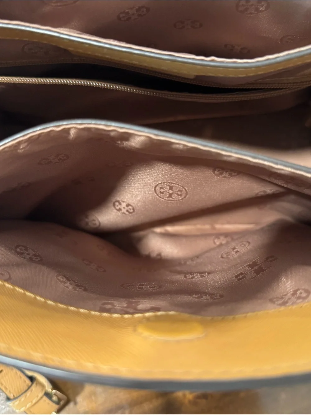 Tory Burch Camel/Tan Leather Structured Crossbody Tote